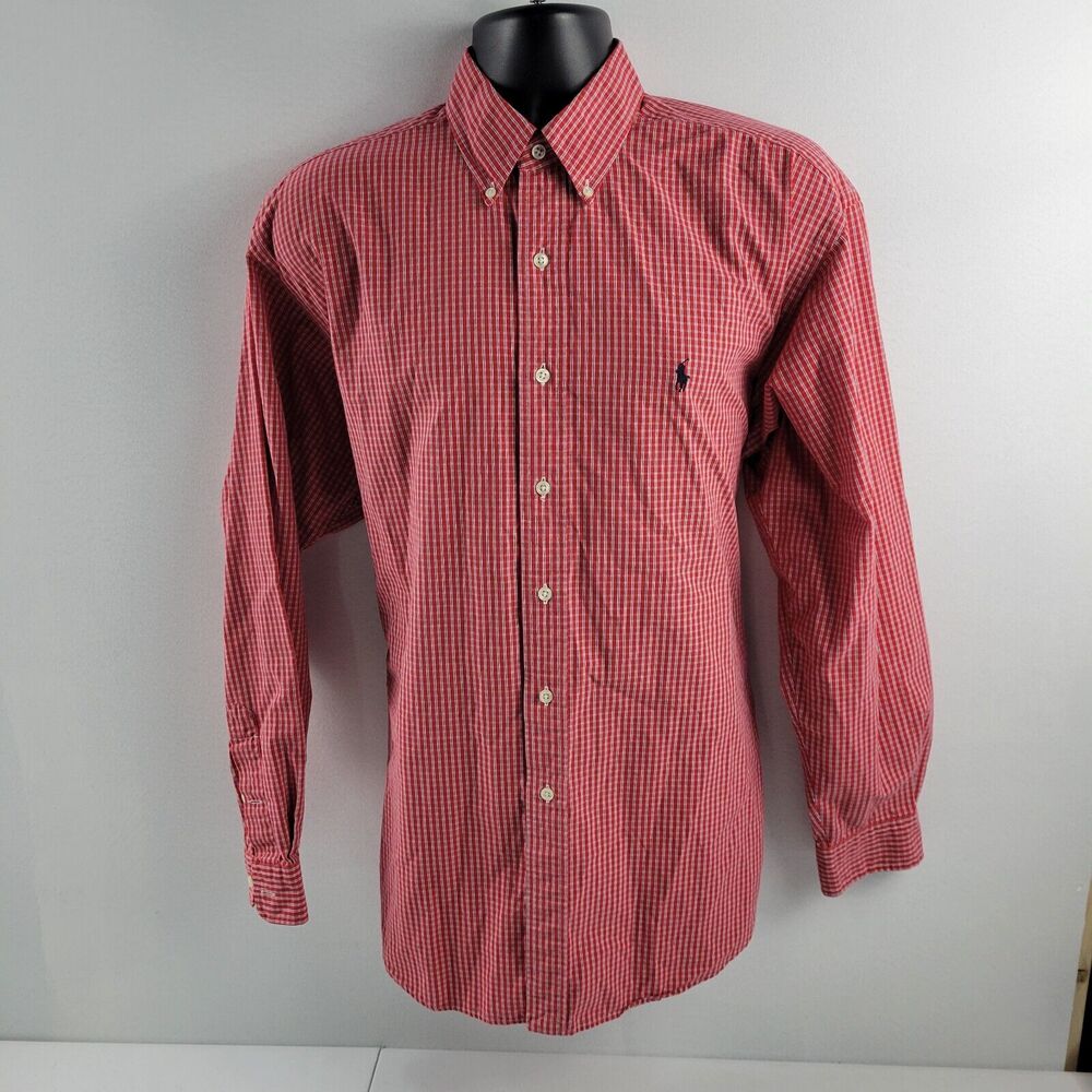 Ralph Lauren Dress shirt red plaid button down blake L‎ 3619